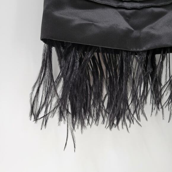 Max and Cleo Maralin Satin Dress Womens 12 Black Feathers Holiday Cocktail - Picture 16 of 16